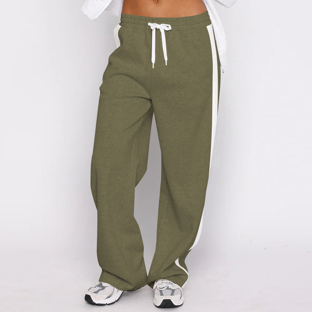 Damen sportliche Freizeithose mit elastischem Bund und seitlichen Kontraststreifen Heidi-Mode