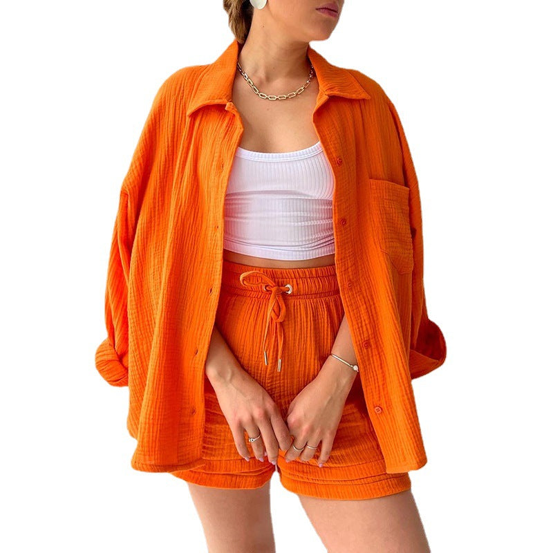 Damen lässige Oversized-Hemdjacke mit Gürtel Heidi-Mode