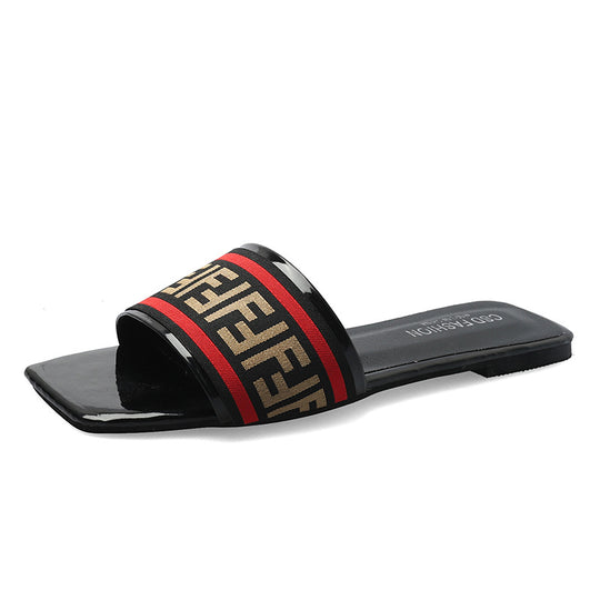 Damen Sandalen mit modischem breitem Riemen und stabiler Sohle Heidi-Mode