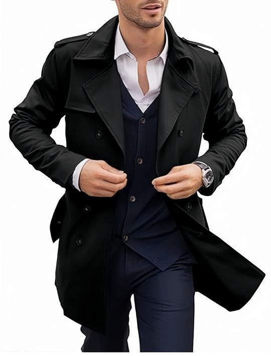 Herren leichter Trenchcoat mit modernem Design und stylischem Stehkragen Heidi-Mode
