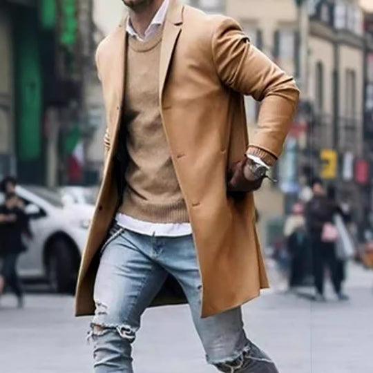 Herren eleganter Mantel mit hochwertigen Details Heidi-Mode