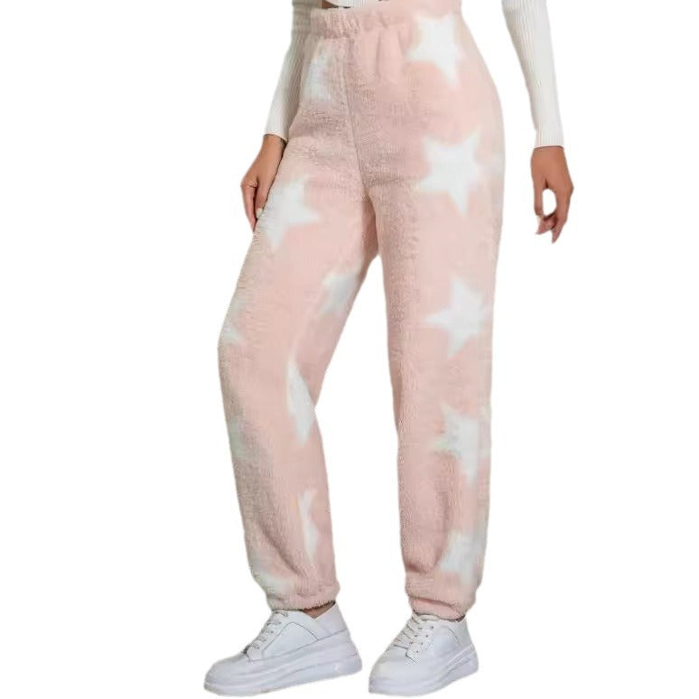 Damen kuschelige Fleece-Hose mit Leopardenmuster Heidi-Mode