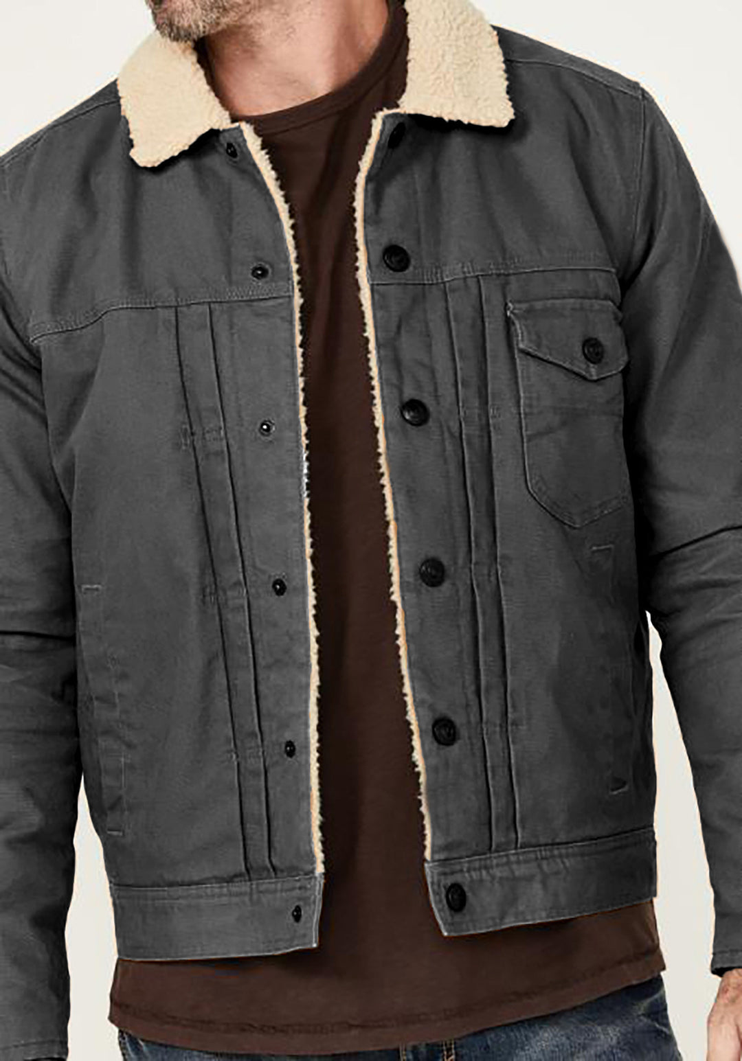 Herren Winterjacke aus strapazierfähigem Baumwollmaterial mit Teddyfutter und praktischen Taschen Heidi-Mode