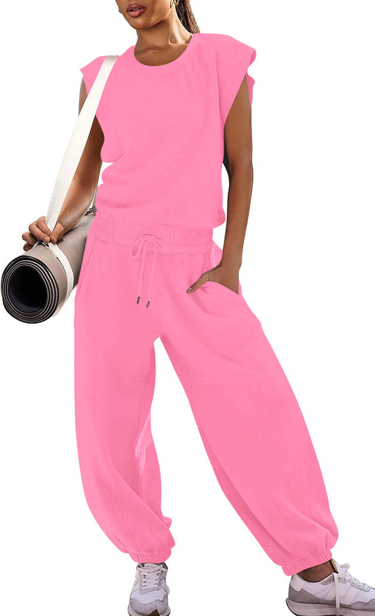 Damen lässiger Sweatanzug mit weiter Silhouette und elastischem Bund Heidi-Mode