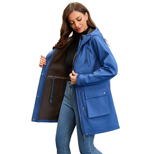 Damen funktionale Outdoor-Jacke mit verstellbarem Taillenzug und Innenfutter Heidi-Mode