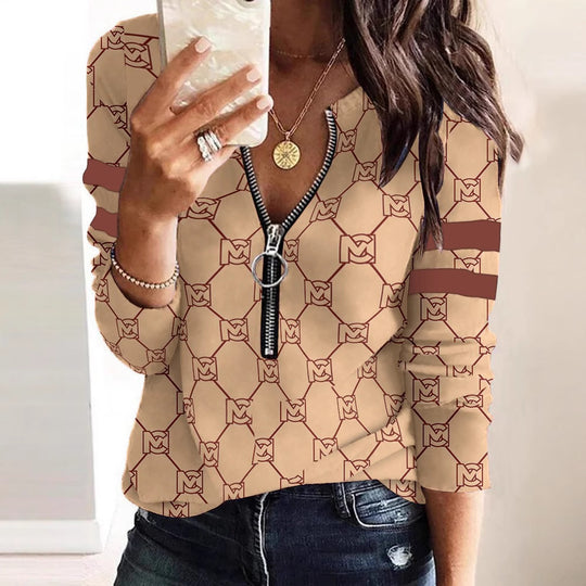 Damen modisches Oberteil mit praktischem Reißverschluss Heidi-Mode