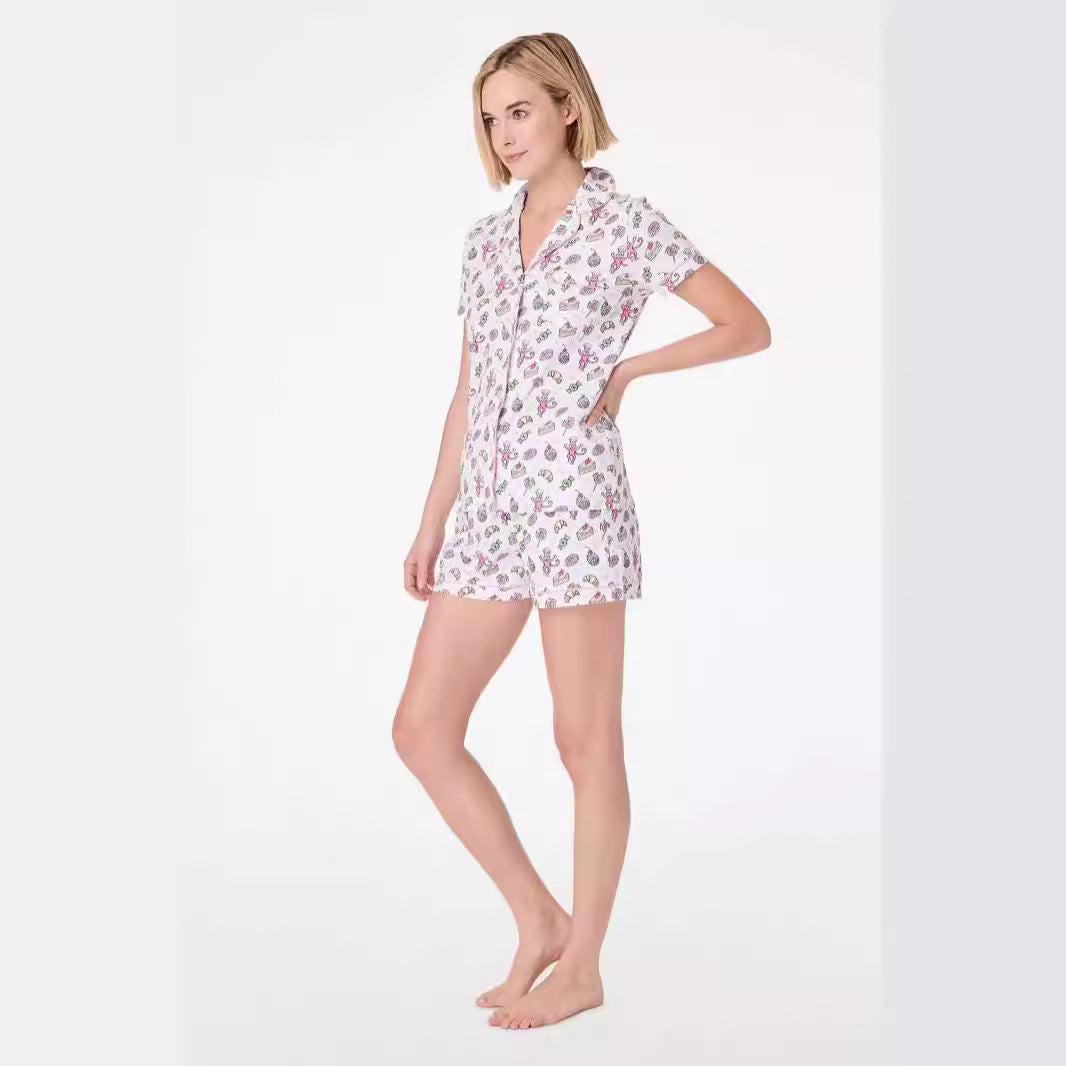 Damen Kurzarm Baumwoll Pyjama Set Heidi-Mode