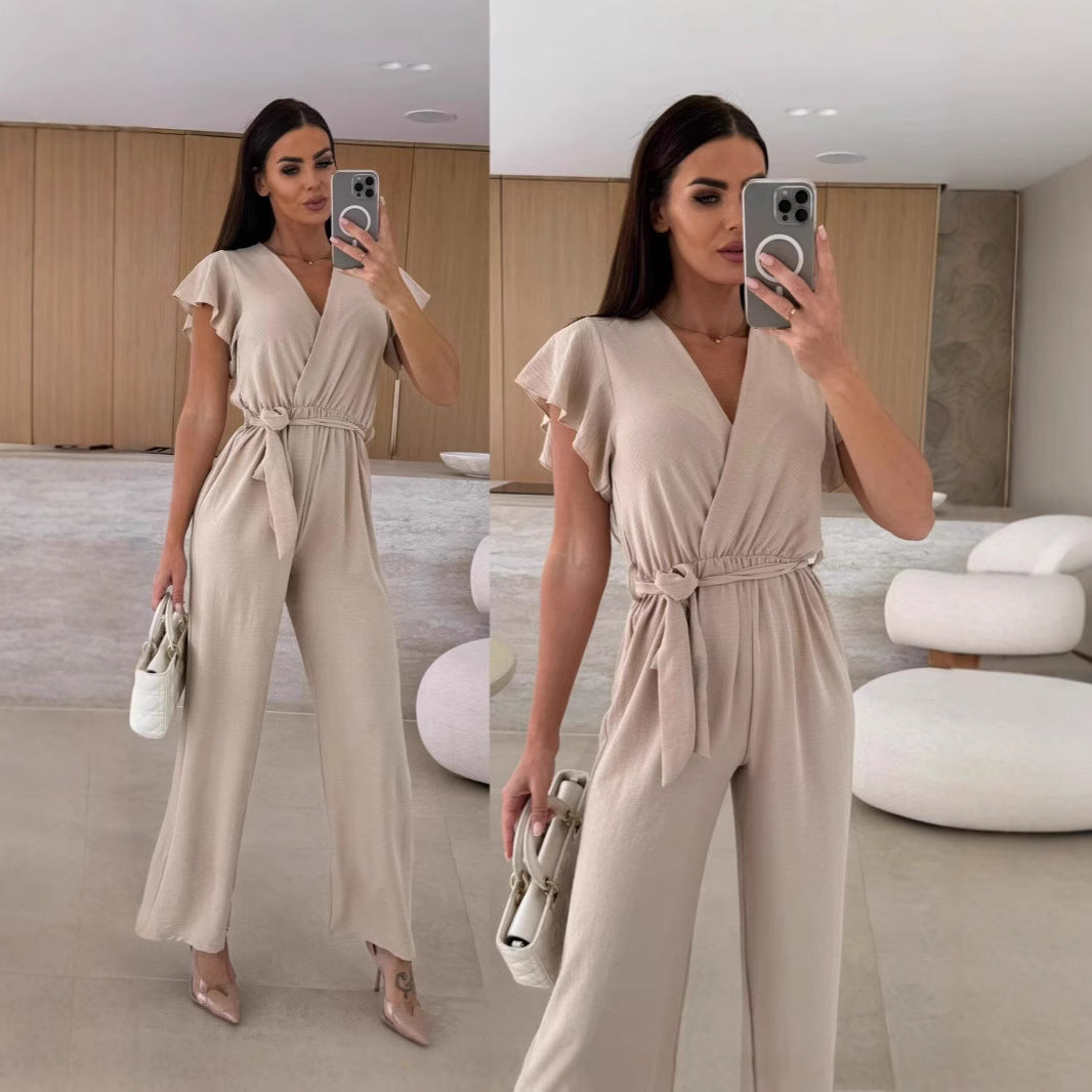 Damen eleganter Jumpsuit mit voluminösen Ärmeln und schmaler Taillenbetonung Heidi-Mode