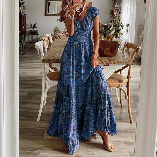 Damen Maxikleid mit Boho-Design und schwingendem Abschluss Heidi-Mode