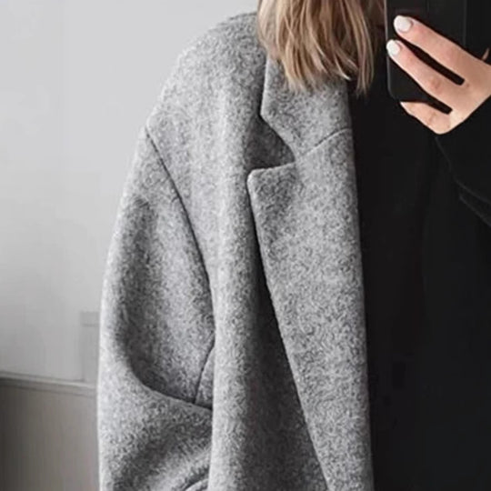 Damen Oversized Wollmantel mit klassischem Revers Heidi-Mode