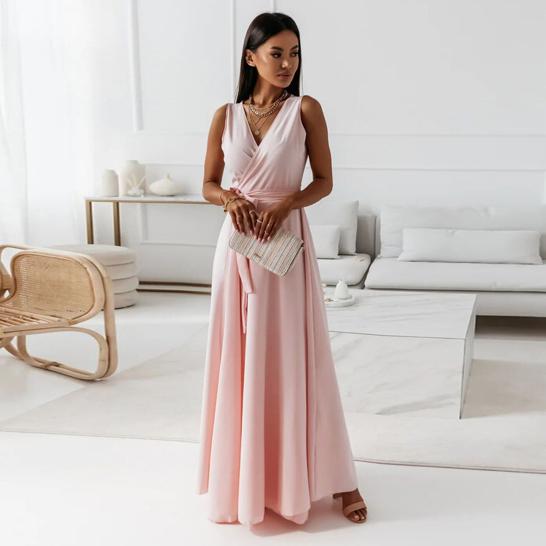 Damen Elegantes Wickelkleid mit verlängertem Saum Heidi-Mode