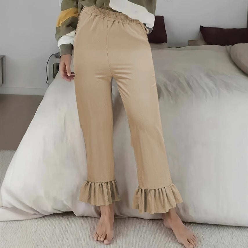 Damen Flauschige Culotte mit Volantabschluss Heidi-Mode
