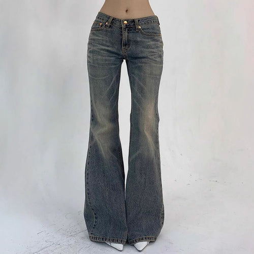 Damen Hochtaillierte Flared Jeans im Vintage-Look mit ausgestelltem Bein Heidi-Mode