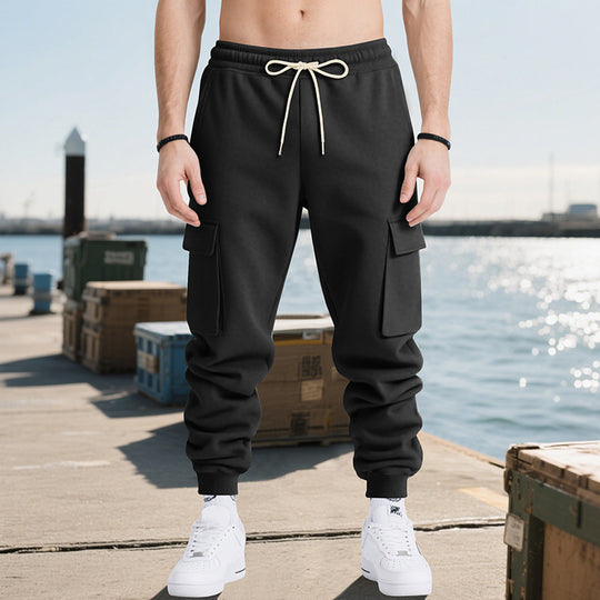 Herren Cargo-Jogginghose mit seitlichen Reißverschlusstaschen und elastischem Bund Heidi-Mode
