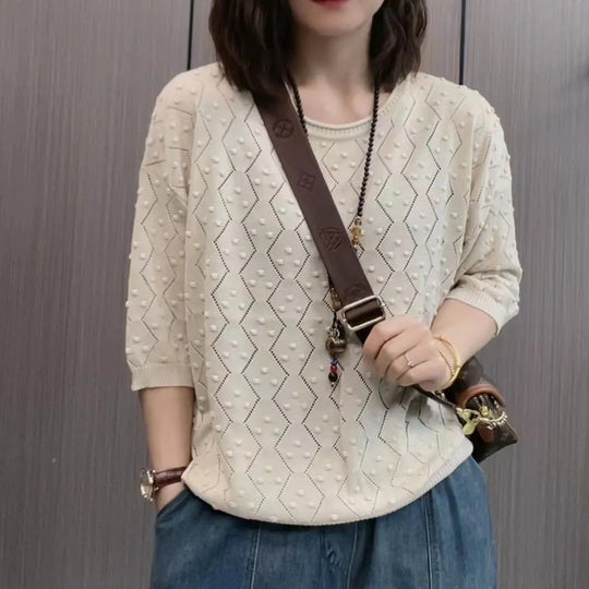 Damen Feinstrickpullover mit dekorativem Strukturdesign und lässigem Schnitt Heidi-Mode