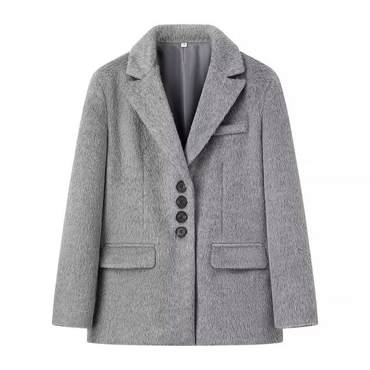 Damen eleganter Wollblazer mit weichem Fleece-Finish Heidi-Mode