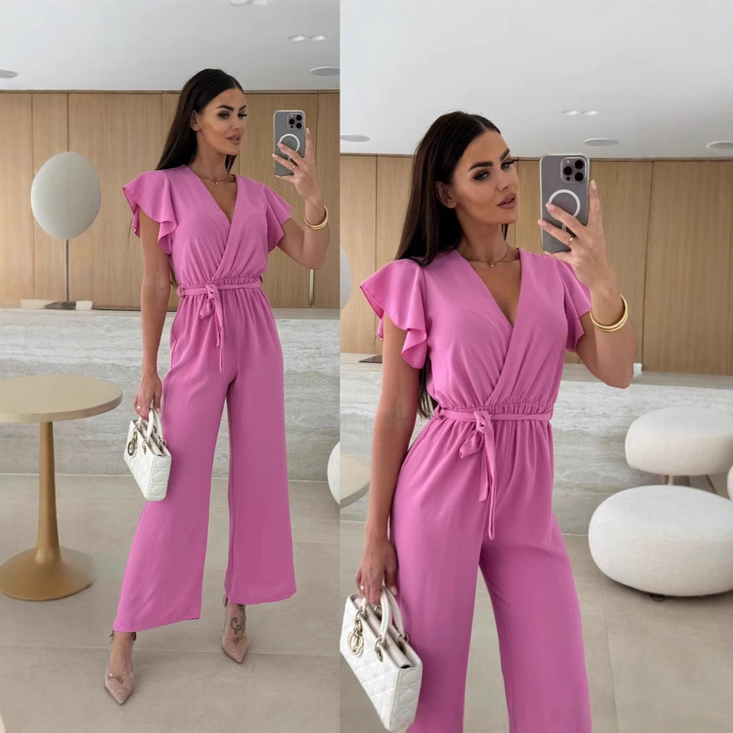 Damen eleganter Jumpsuit mit voluminösen Ärmeln und schmaler Taillenbetonung Heidi-Mode