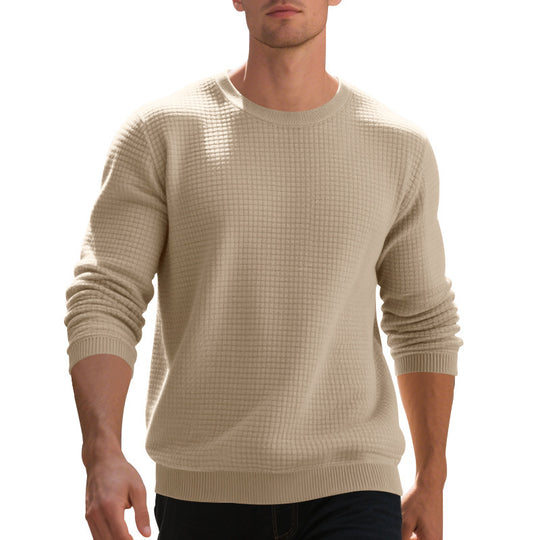 Herren warmer Pullover mit strukturiertem Gewebe und Rundhalsausschnitt Heidi-Mode