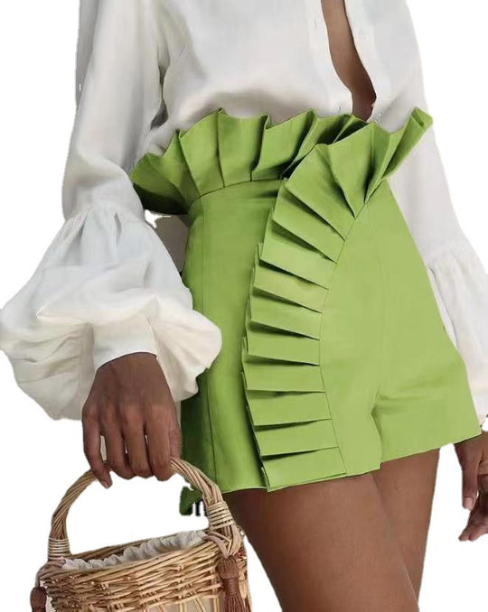 Damen Elegante kurze Hose mit Rüschendetails Heidi-Mode