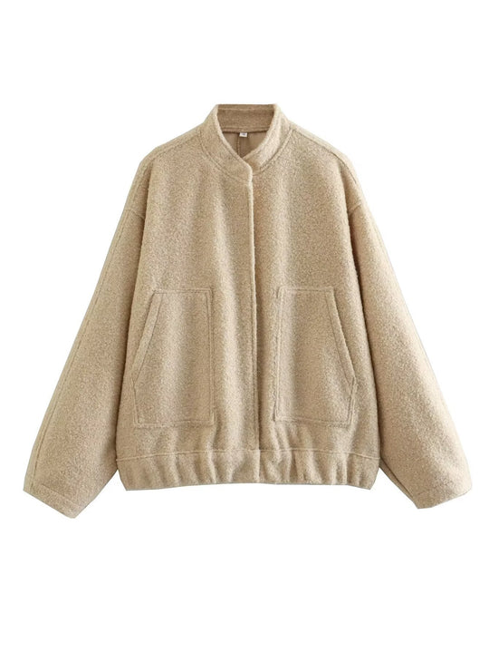 Damen Übergangsjacke mit modernem Stoffmix und praktischen Taschen Heidi-Mode