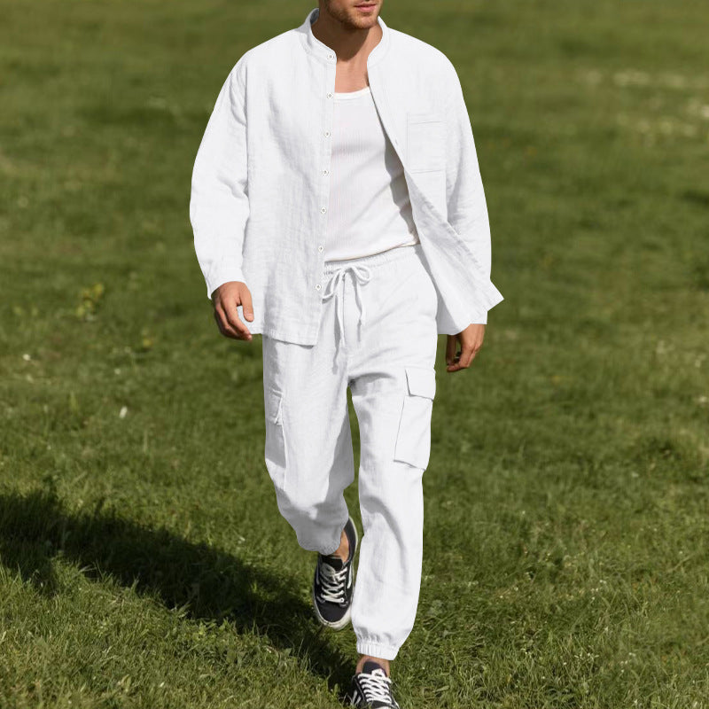 Herren lässiges Leinen-Set mit praktischen Taschen und atmungsaktiver Stoffqualität Heidi-Mode