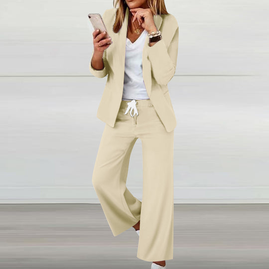 Damen eleganter Jumpsuit mit Blazer-Optik und verstellbarem Taillenzug Heidi-Mode
