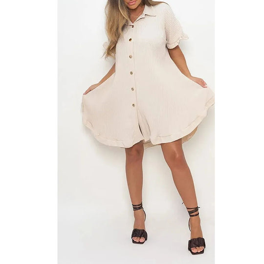 Damen Hemdkleid mit frischem Schnitt und lässigen Volant-Details Heidi-Mode