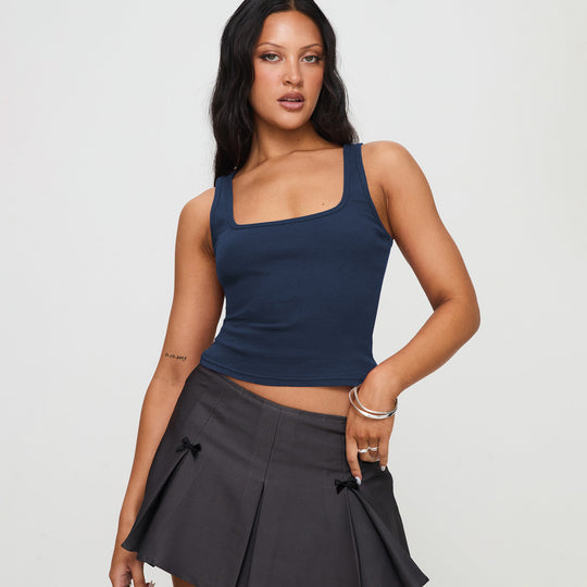 Damen modisches Tanktop mit quadratischem Ausschnitt und feiner Rippstruktur Heidi-Mode