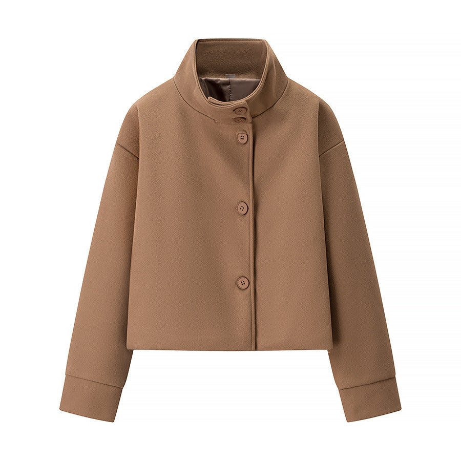 Damen Kurzjacke mit modernem Kragen und eleganten Knopfdetails Heidi-Mode