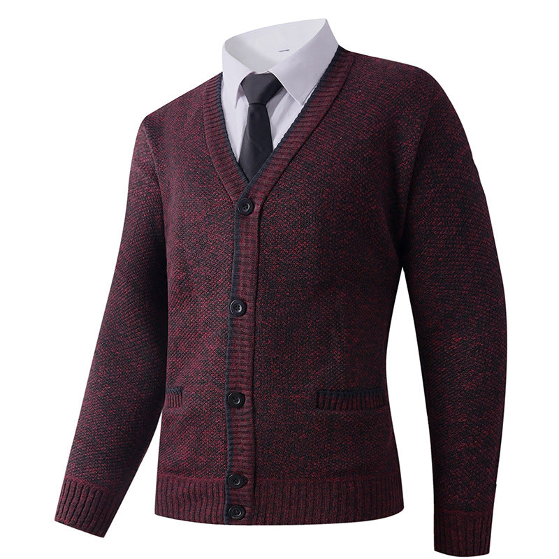 Herren Strickjacke mit V-Ausschnitt und klassischem Design Heidi-Mode