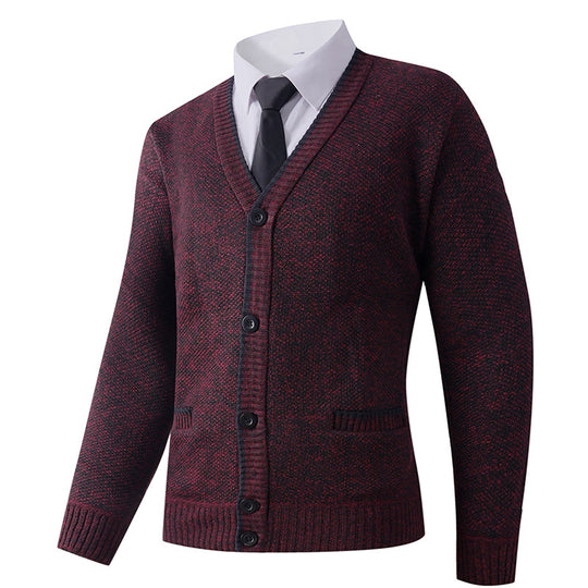 Herren Strickjacke mit V-Ausschnitt und klassischem Design Heidi-Mode