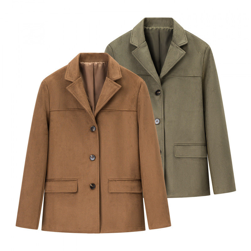 Damen klassische Blazerjacke aus weichem Material mit aufgesetzten Taschen Heidi-Mode