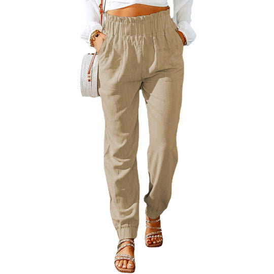 Damen Bequeme und elegante Sommerhose mit elastischem Bund und praktischen Taschen Heidi-Mode