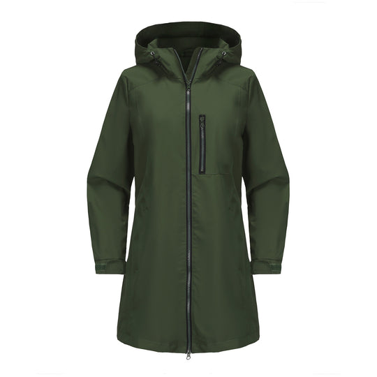 Damen modische Regenjacke mit Kapuze und praktischen Taschen Heidi-Mode