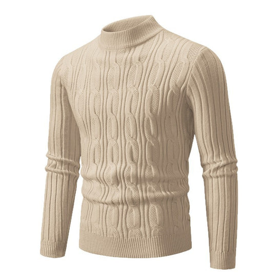 Herren Rollkragenpullover mit strukturiertem Zopfmuster und angenehmer Passform Heidi-Mode
