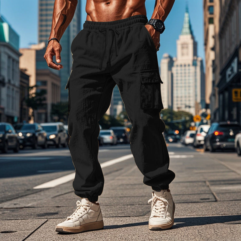 Herren Cargo-Jogginghose mit verstellbarem Kordelzug und mehreren Seitentaschen Heidi-Mode