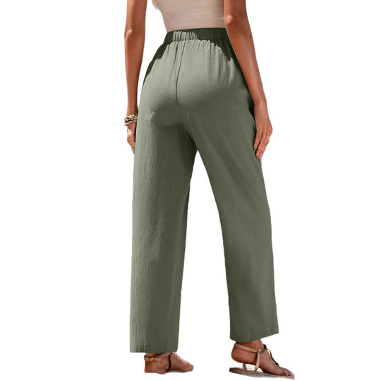 Damen Locker geschnittene Strandhose mit praktischen Taschen und elastischem Bund Heidi-Mode