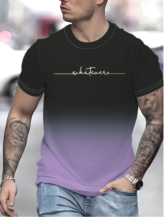 Herren T-Shirt mit kreativem Schriftzug und modernem Farbverlauf Heidi-Mode