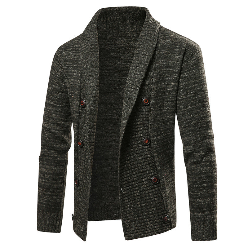 Herren hochwertige Strickjacke mit großem Revers und Knopfdetail Heidi-Mode