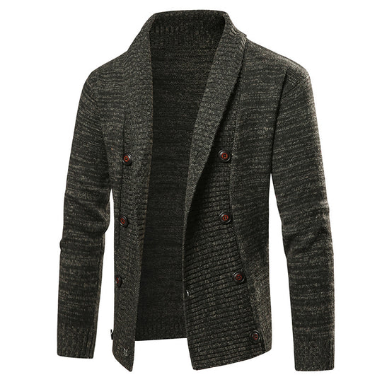 Herren hochwertige Strickjacke mit großem Revers und Knopfdetail Heidi-Mode