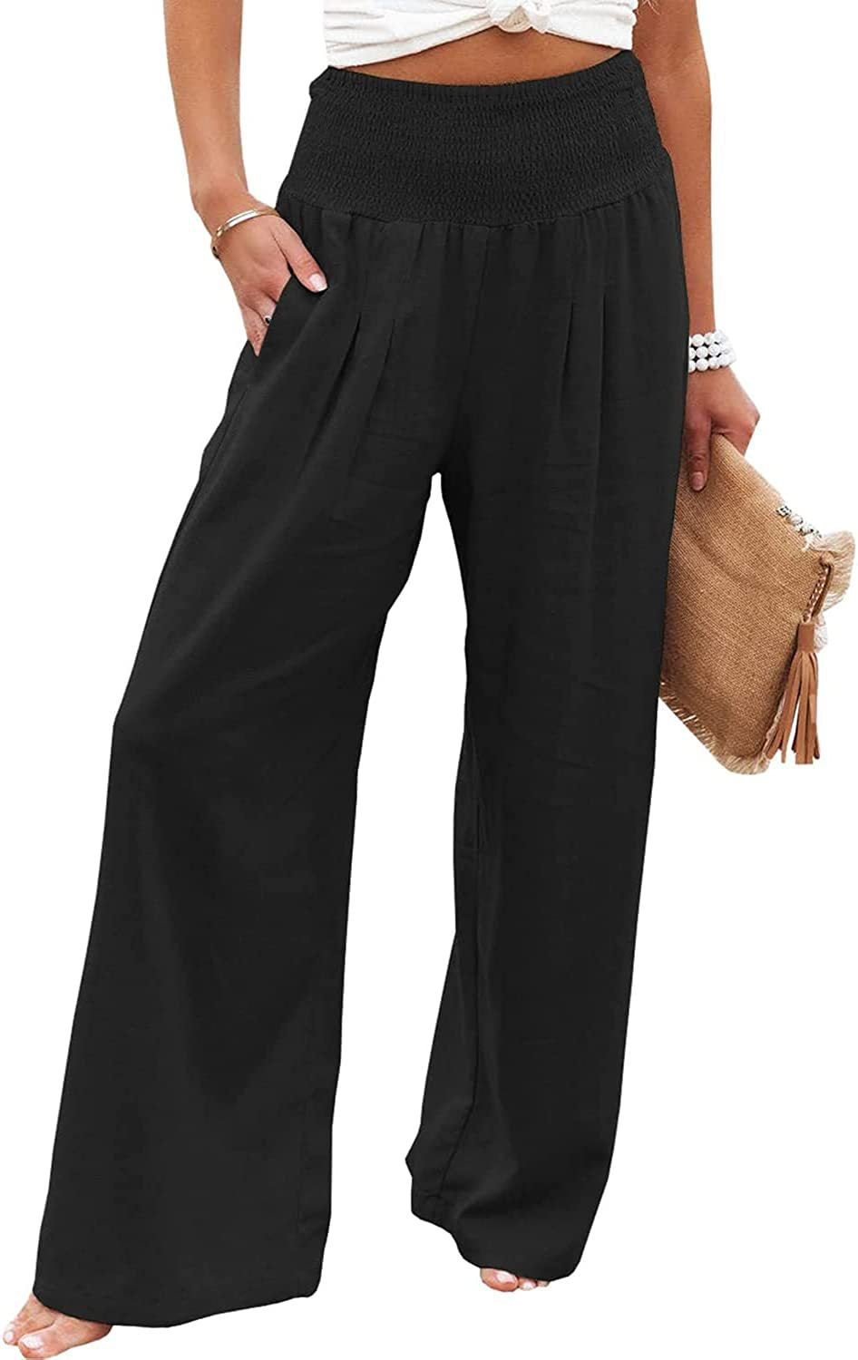 Damen Weite Sommerhose mit elastischem Bund und lockerer Passform Heidi-Mode