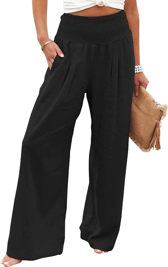 Damen Weite Sommerhose mit elastischem Bund und lockerer Passform Heidi-Mode