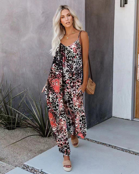 Damen Jumpsuit mit lässigem Schnitt und modischem Leopardenmuster Heidi-Mode