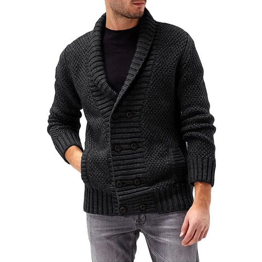 Herren Strickjacke mit doppelter Knopfleiste und modernem Strukturdesign Heidi-Mode