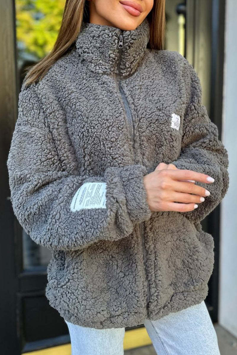 Damen Fleecejacke mit weichem Innenfutter und hoher Kragen Heidi-Mode
