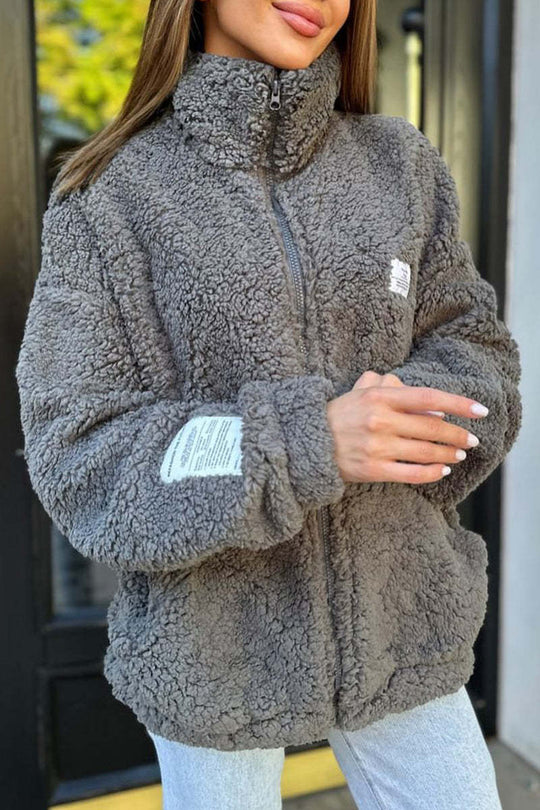 Damen Fleecejacke mit weichem Innenfutter und hoher Kragen Heidi-Mode