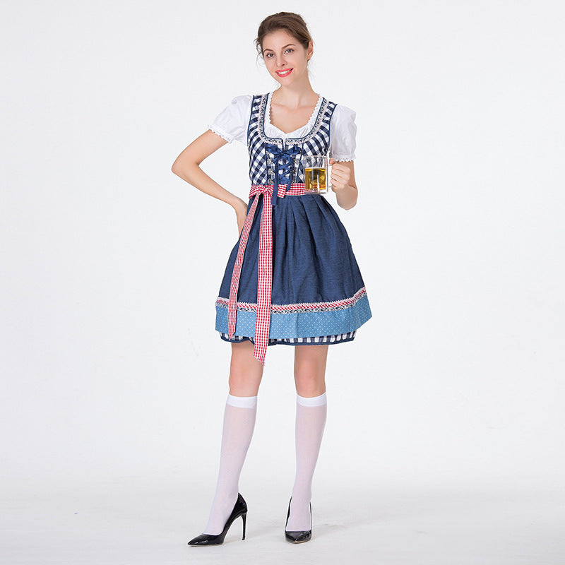 Damen Dirndlkleid mit traditionellen Karomustern und eleganter Schürze Heidi