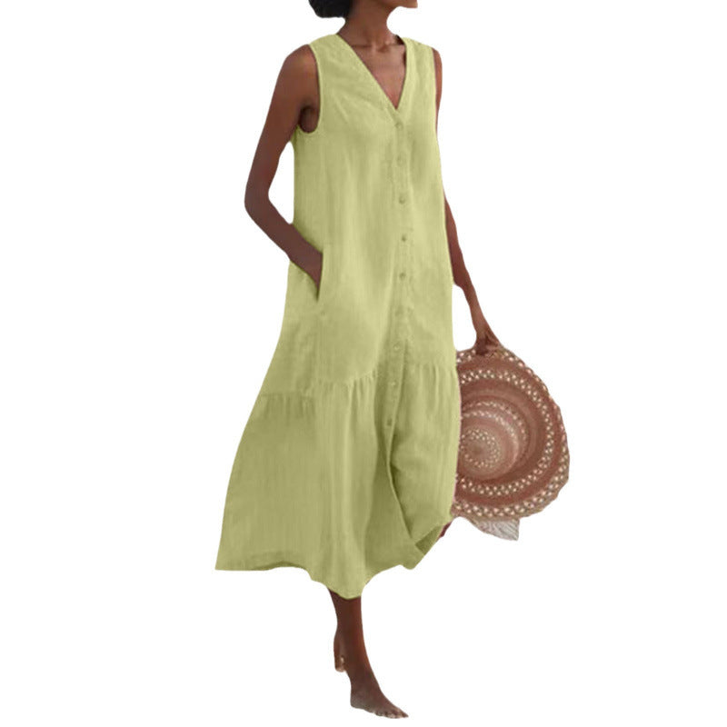 Damen Sommerliches Leinenkleid Heidi-Mode