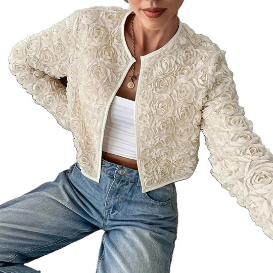 Damen Blütenapplikationen Jacke Heidi-Mode