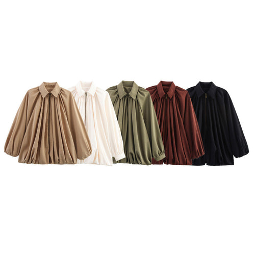 Damen Modische Bluse mit Volants und Reißverschluss Heidi-Mode